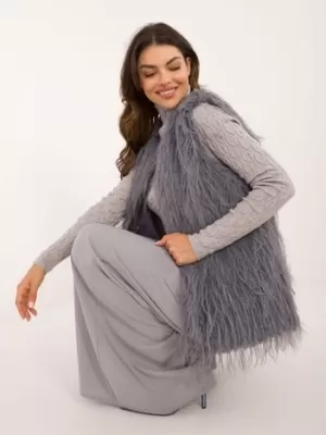 Dámská vesta WOOL FASHION ITALIA AT-KZ-2349-1.21 DARK GREY