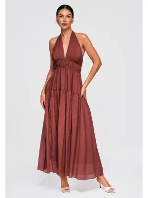 Dámské šaty OMBRE OW-DLR-E0001 BROWN
