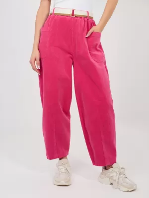 Dámské kalhoty RUE PARIS IT-SP-FL9665.14 FUCHSIA