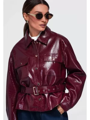 Dámská bunda OMBRE OW-JAFL-0141 BURGUNDY