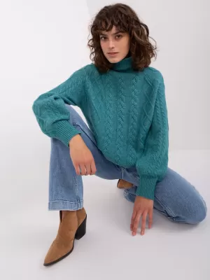 Dámský svetr WOOL FASHION ITALIA AT-SW-2355-2.12P TURQUOISE