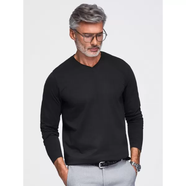  Pánské tričko OMBRE OM-LSBL-0143 BLACK 