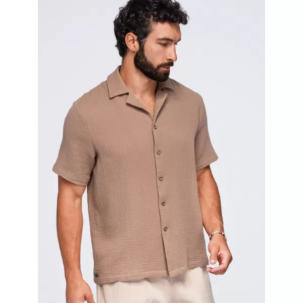  Pánská košile OMBRE OM-SHSS-0223 LIGHT BROWN 