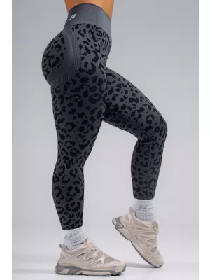 Kompresní push-up legíny s leopardím vzorem NEBBIA PRIMAL 849 BLACK LEOPARD