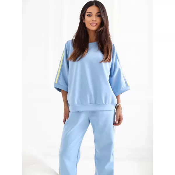  Dámská tepláková souprava RUE PARIS IT-KMPL-22215.77 LIGHT BLUE 
