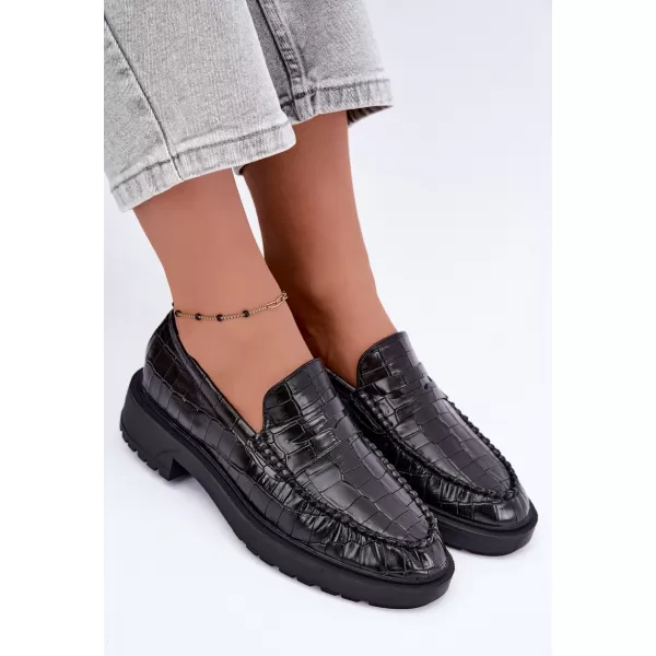  Dámské mokasíny BOTO D-243 BLACK EMBOSSED 