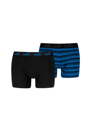 Pánské boxerky PUMA ELEMENTS MEN STRIPED BOXERS 2P 93884203 BLACK/BLUE