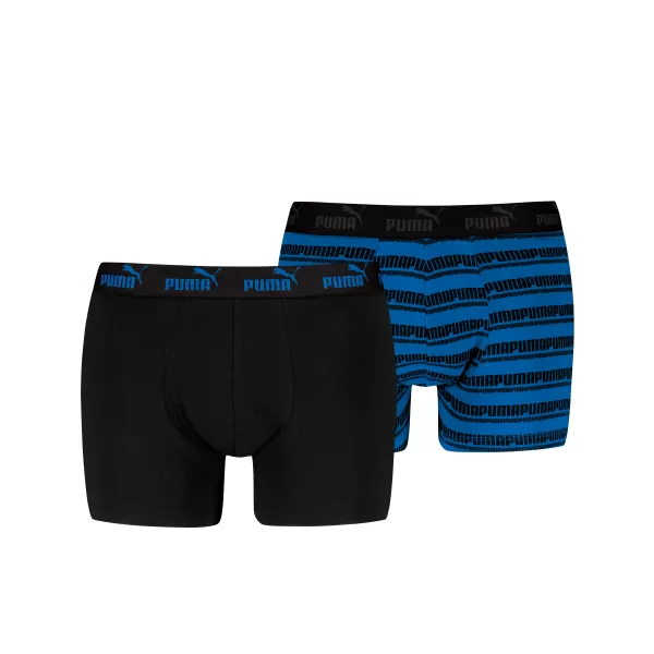  Pánské boxerky PUMA ELEMENTS MEN STRIPED BOXERS 2P 93884203 BLACK/BLUE 