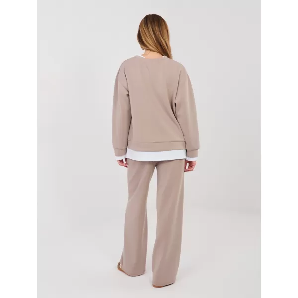 Dámská tepláková souprava RUE PARIS IT-KMPL-22230.18 DARK BEIGE 