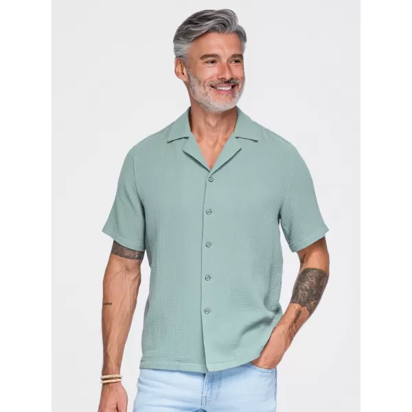  Pánská košile OMBRE OM-SHSS-0223 PASTEL GREEN 