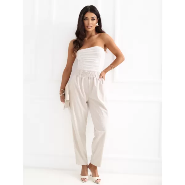  Dámské kalhoty RUE PARIS RV-SP-A1311.60 LIGHT BEIGE 