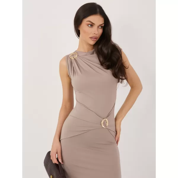  Dámské šaty RUE PARIS IT-SK-22392.21 DARK BEIGE 
