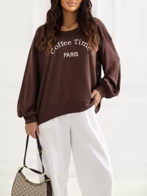Dámská mikina RUE PARIS RV-BL-A1220.11 DARK BROWN