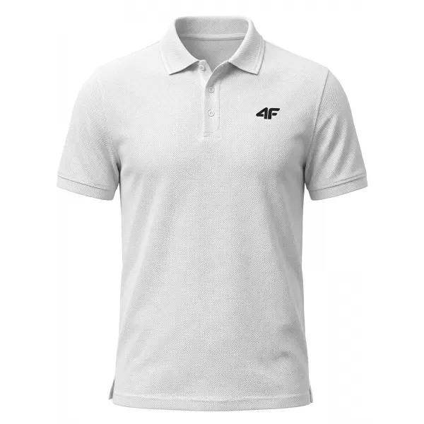  Pánské triko s límečkem 4F 4FWMM00TPTSM0771 WHITE 