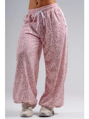 Baggy tepláky s leopardím vzorem NEBBIA PRIMAL 865 PINK LEOPARD