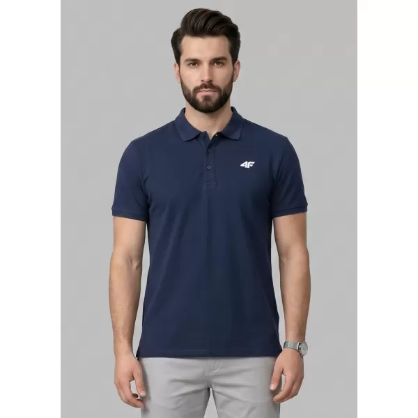  Pánské triko s límečkem 4F 4FWMM00TPTSM0771 NAVY 