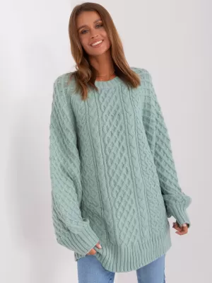 Dámské pletené šaty WOOL FASHION ITALIA AT-SW-2367-2.64P MINT