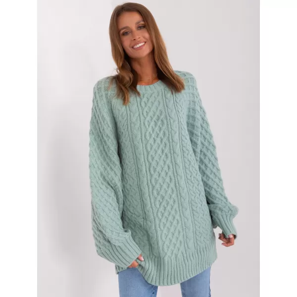  Dámské pletené šaty WOOL FASHION ITALIA AT-SW-2367-2.64P MINT 