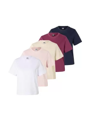 Dámské tričko URBAN CLASSICS TB8574C-23659 WHITE/MIDNIGHT NAVY/VINTAGE ROSE/BERRY PURPLE/WHITE SAND