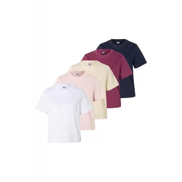  Dámské tričko URBAN CLASSICS TB8574C-23659 WHITE/MIDNIGHT NAVY/VINTAGE ROSE/BERRY PURPLE/WHITE SAND 