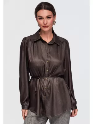 Dámská košile OMBRE OW-SH-E0071 BROWN