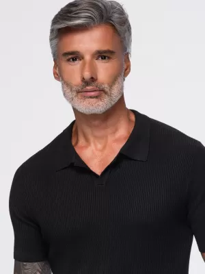Pánské triko s límečkem OMBRE OM-POSS-0182 BLACK