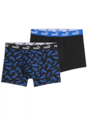 Pánské boxerky PUMA MEN ELEMENTS SCATTERED PRINT BOXERS 94780202 BLUE/BLACK