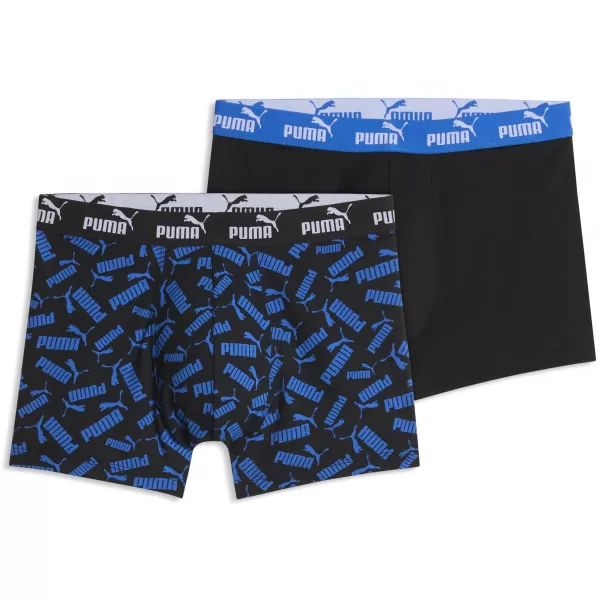  Pánské boxerky PUMA MEN ELEMENTS SCATTERED PRINT BOXERS 94780202 BLUE/BLACK 