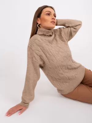 Dámský svetr WOOL FASHION ITALIA AT-SW-23401.97P LIGHT BROWN