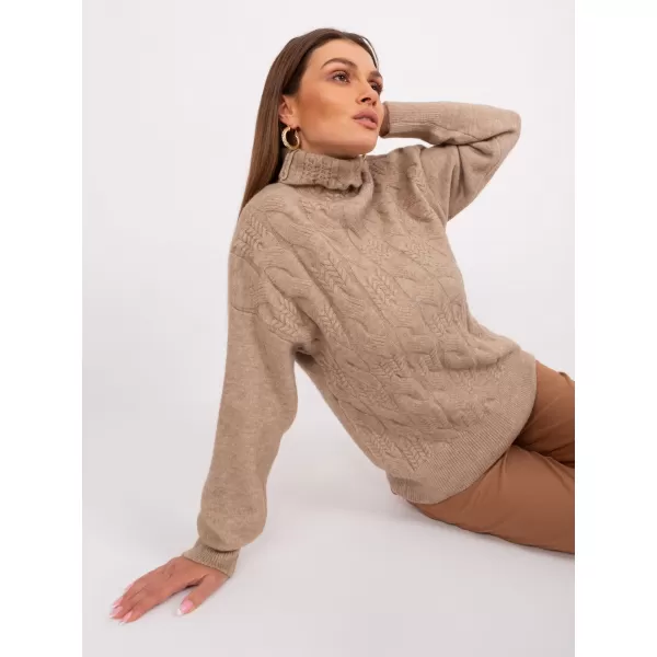  Dámský svetr WOOL FASHION ITALIA AT-SW-23401.97P LIGHT BROWN 