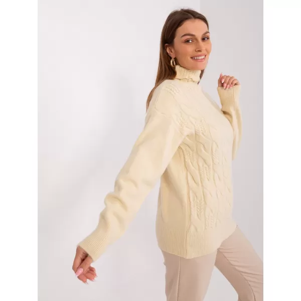  Dámský svetr WOOL FASHION ITALIA AT-SW-23401.97P LIGHT BEIGE 