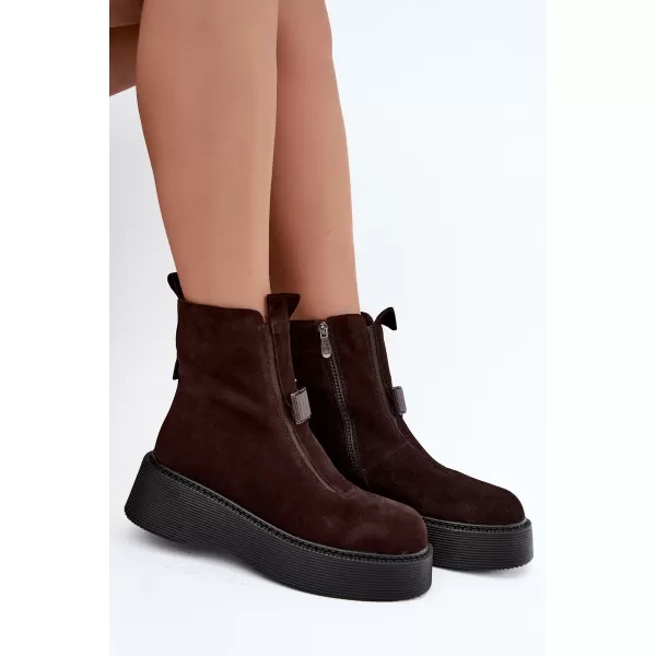  Dámské kotníkové boty D&A CR62-3448 CHOCOLATE 