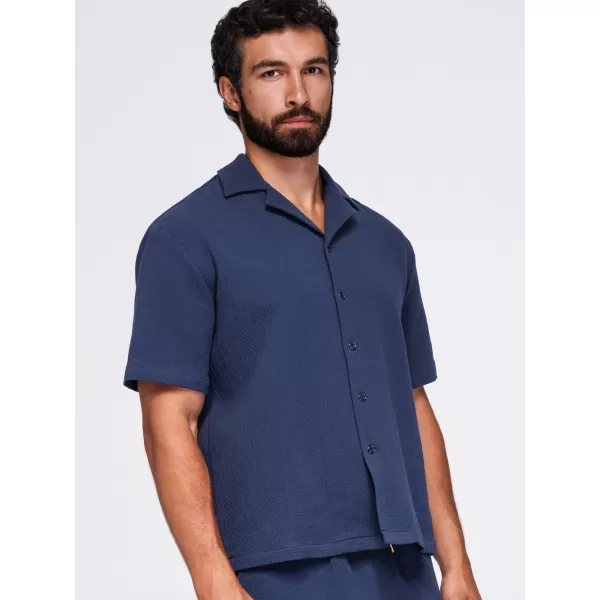 Pánská košile OMBRE OM-SHSS-0220 NAVY BLUE 