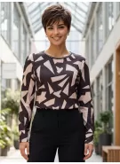 Dámské triko ALTISPORT ILENA ČERNÁ/BÉŽOVÁ