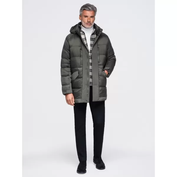  Pánská zimní bunda OMBRE OM-JALJ-0263 DARK OLIVE 