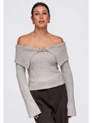 Dámský svetr OMBRE OW-SW-E0011 TAUPE