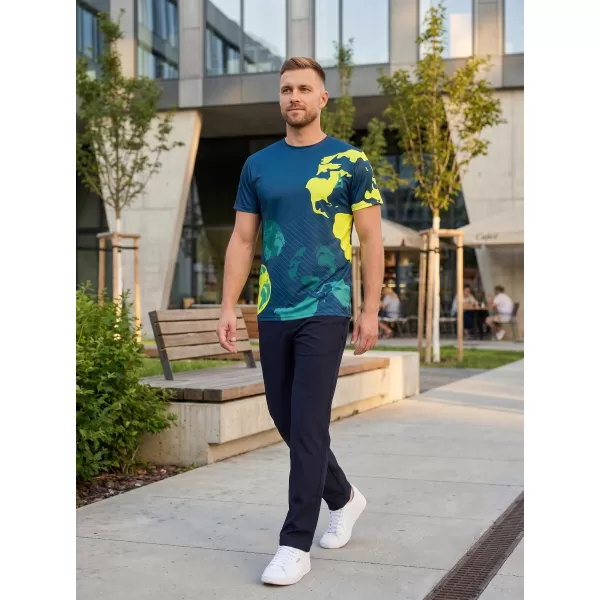  Pánské volnočasové triko premium ALTISPORT VOJ/ALM130TR06 NAVY-FLUO YELLOW 