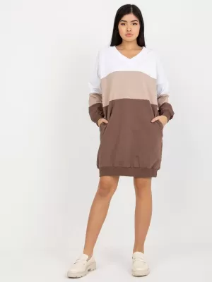 Dámské šaty RUE PARIS RV-SK-8382.31 WHITE-BROWN
