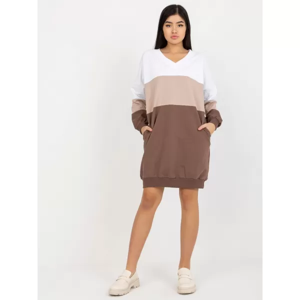  Dámské šaty RUE PARIS RV-SK-8382.31 WHITE-BROWN 