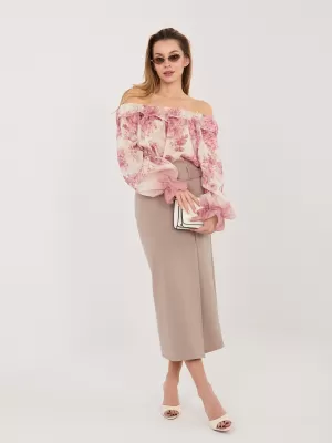 Dámská sukně RUE PARIS IT-SD-FL7393-1.16 DARK BEIGE