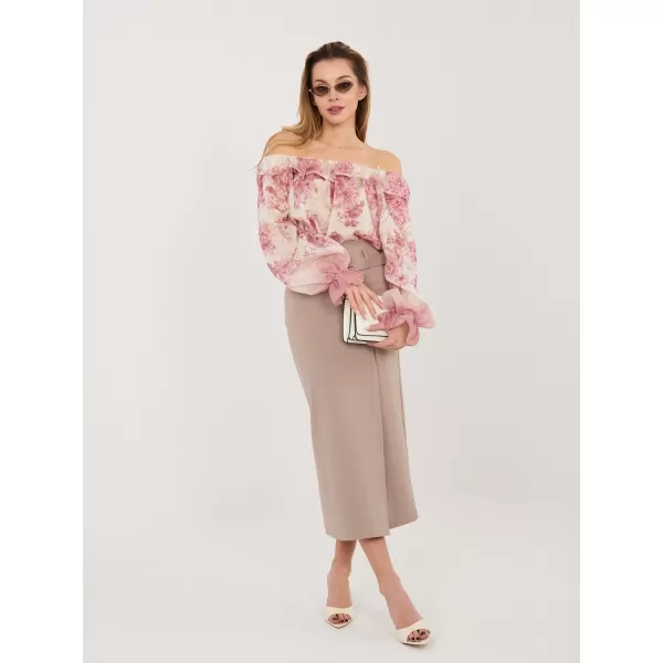  Dámská sukně RUE PARIS IT-SD-FL7393-1.16 DARK BEIGE 