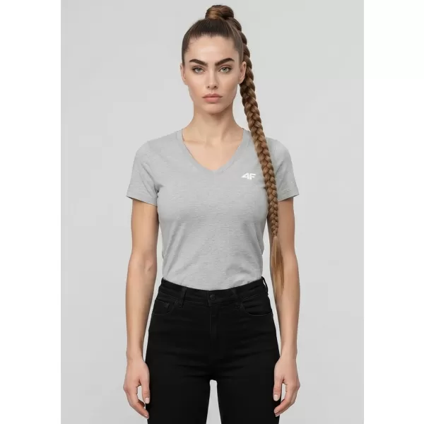  Dámské triko 4F 4FWMM00TTSHF3307 COLD LIGHT GREY MELANGE 