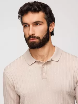 Pánské triko s límečkem OMBRE OM-POSS-0169 BEIGE