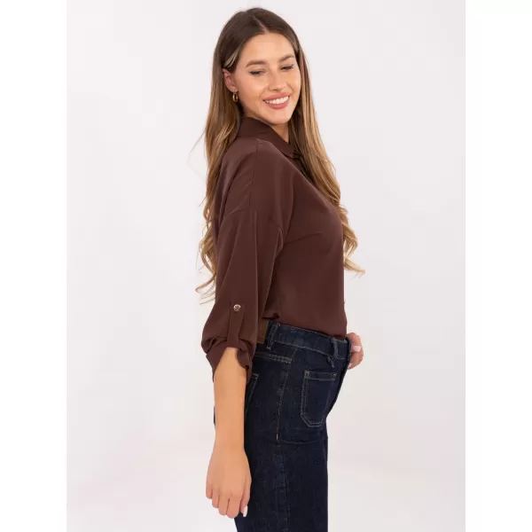  Dámská košile RUE PARIS MI-KS-4192.34 DARK BROWN 