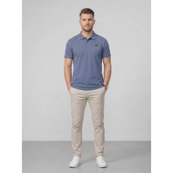  Pánské triko s límečkem 4F 4FWMM00TPTSM0770 DENIM 