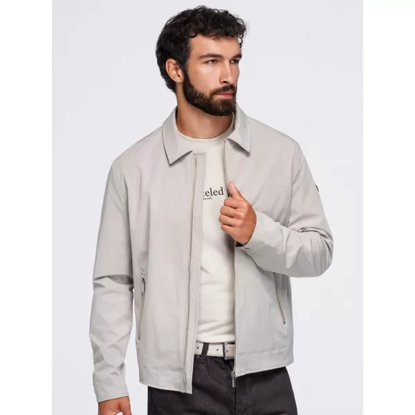  Pánská přechodná bunda OMBRE OM-JANP-0224 GREY-BEIGE 