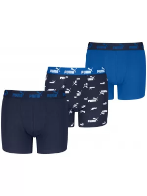 Dětské boxerky PUMA ELEMENTS BOYS LOGO PRINT BOXERS 3P 93896805 BLUE COMBO