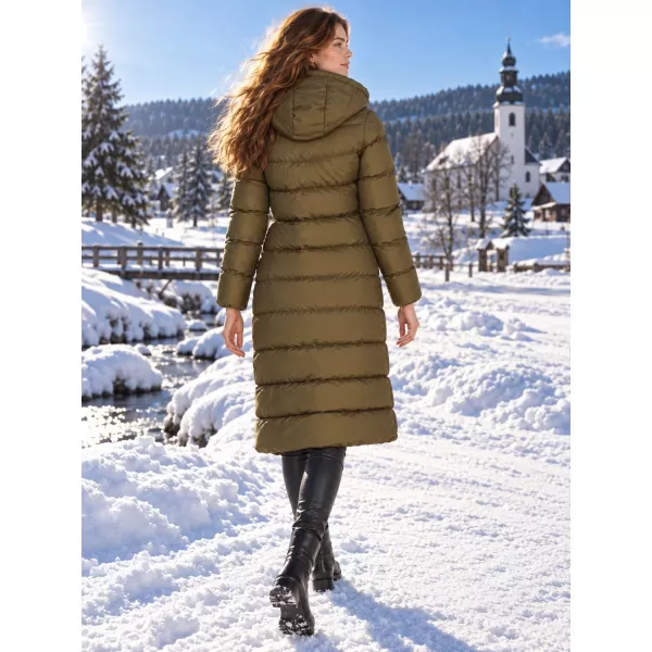  Dámský dlouhý prošívaný kabát s kapucí DEWBERRY Z9719 KHAKI 