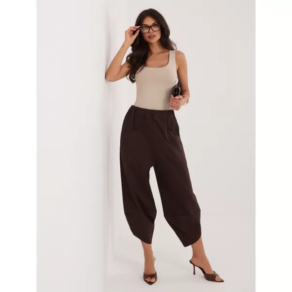  Dámské tepláky RUE PARIS RV-DR-9719-1.22 DARK BROWN 