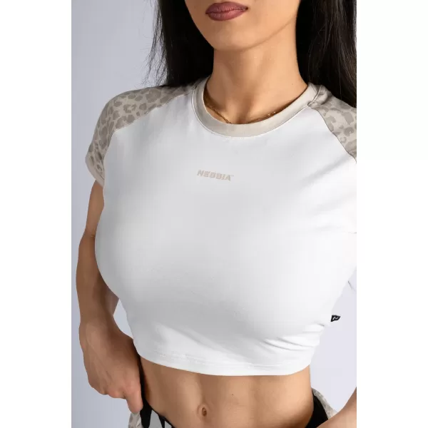  Crop top s leopardím vzorem 97 NEBBIA PRIMAL 861 CREAM LEOPARD 